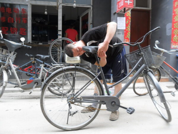 He and his wife work together to get bikers and delivery workers back on the road right-away.